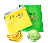 Confezione da 2 sacchetti riutilizzabili per prodotti, include sacchetto per banana e sacchetto per lattuga, mantengono più a lungo fino a 2 settimane per fermare gli sprechi alimentari, 28 x 38 cm