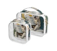 Confezione da 2 sacchetti trasparenti divertenti koala vintage da toilette piccola approvata TSA piccola borsa cosmetica trasparente da viaggio essenziale, divertente Koala WC vintage, divertente