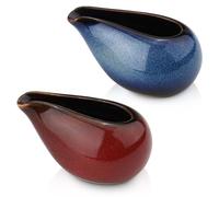 Confezione da 2 salsiere in porcellana fine, 100 ml, piccoli contenitori in ceramica con beccuccio, set di brocche per salsa di caffè, latte, per colazione, ristorante, casa, insalata (stile B)