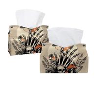 Confezione da 2 scatole di fazzoletti, a forma di fungo, scheletro, piante, farfalle, rettangolari, per bagno, cucina, camera da letto, piano di lavoro, casa, ufficio, auto