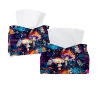 Confezione da 2 scatole di fazzoletti, colorate a forma di funghi e farfalle, rettangolari, per bagno, cucina, camera da letto, piano di lavoro, casa, ufficio, auto