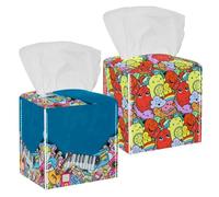 Confezione da 2 scatole di fazzoletti, motivo divertente mostri scarabocchiare in pelle PU, supporto quadrato per bagno, comò, tavolo, bancone, comodino, ufficio, auto