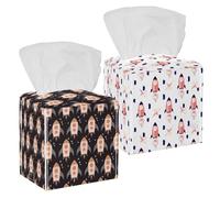 Confezione da 2 scatole di fazzoletti, motivo razzi spaziali universi, in pelle PU, quadrati, per bagno, comò, tavolo, piano di lavoro, comodino, ufficio, auto