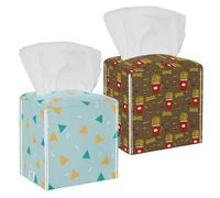 Confezione da 2 scatole di fazzoletti, patatine fritte con motivo salsa, patatine fritte con patatine fritte in pelle PU quadrata porta fazzoletti per bagno, comò, tavolo, piano di lavoro,