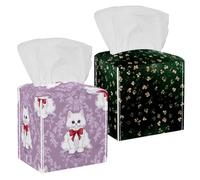 Confezione da 2 scatole di fazzoletti, porta fazzoletti quadrati per bagno, piano di lavoro, casa, ufficio, auto, giorno di San Patrizio con foglie di trifoglio volante