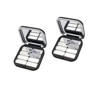 Confezione da 2 scatole per cipria nere opache, con specchio, portatili, ideali per i viaggi, vuote, con chiusura magnetica, per fard