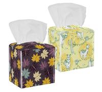 Confezione da 2 scatole per fazzoletti con motivo Llama Show Alpaca Cactus giallo, in pelle PU, organizer per fazzoletti, dispenser per tovaglioli, per casa, ufficio, cucina, comò, auto, decorazione