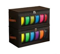 Confezione da 2 scatole per filamento stampante 3D, grande capacità, contiene 12 bobine per PLA ABS per PETG per TPU, organizer in tessuto antipolvere a prova di umidità con cerniera per (nero)
