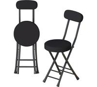 Confezione da 2 sedie pieghevoli in metallo leggero con sedili imbottiti, perfette per pranzi, feste, picnic, supporta 90,7 kg (colore: nero)