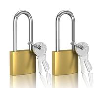Confezione da 2 serrature per bagagli con chiavi, lucchetto in ottone ad arco extra lungo, in rame massiccio, impermeabile, infrangibile, serratura in metallo per esterni, per armadietti, borse, zaini