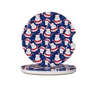 Confezione da 2 simpatici bastoncini di Babbo Natale in ceramica assorbente per auto, sottobicchieri antiscivolo per auto, sottobicchieri rimovibili per auto, accessori per portabicchieri con tacca pe