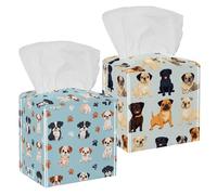 Confezione da 2 simpatici cani bulldog francesi in stile scarabocchio. Porta fazzoletti, dispenser rettangolare per tovaglioli per il viso, copertura per casa, bagno, cucina, camera da letto, auto
