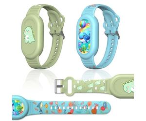 [Confezione da 2] Simpatico braccialetto per Galaxy SmartTag 2 (2023), in silicone, compatibile con Samsung SmartTag 2, custodia impermeabile Smart Tag 2 per bambini anziani (dinosauri e balene)