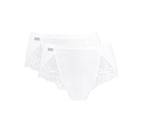 Playtex Slip Midi in Cotone e Pizzo Donna x2, Bianco, 4/L