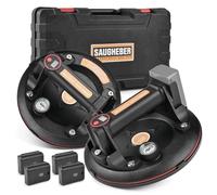 Confezione da 2 sollevatori elettrici con 4 batterie | Ventosa sottovuoto da 8" per Heavy Duty | Display digitale | Portata 300 kg | aspirazione automatica per il trasporto di piastrelle, marmo