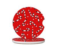 Confezione da 2 sottobicchieri assorbenti in ceramica per auto, con bastoncini di zucchero bianchi e neri, antiscivolo, rimovibili, con tacca per le dita