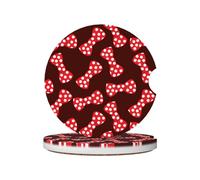 Confezione da 2 sottobicchieri assorbenti in ceramica per auto con fiocchi rossi e macchie bianche, sottobicchieri antiscivolo per auto, accessori per portabicchieri per aut
