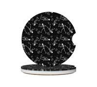 Confezione da 2 sottobicchieri assorbenti in ceramica per auto con scheletri danzanti di Halloween, sottobicchieri antiscivolo per auto, accessori per portabicchieri per aut