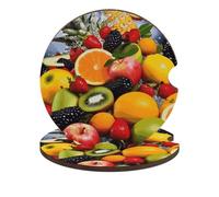 Confezione da 2 sottobicchieri colorati a forma di frutta, universali, antiscivolo, con base in sughero e intaglio per le dita, accessori per auto per donne e uomini