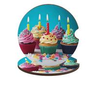 Confezione da 2 sottobicchieri colorati con scritta "Happy Birthday", universali, antiscivolo, con base in sughero e intaglio per le dita, accessori per auto per donne e uomini