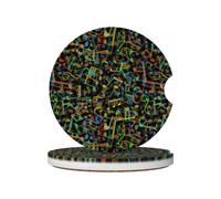 Confezione da 2 sottobicchieri in ceramica assorbenti con note musicali intrecciate colorate scure, sottobicchieri antiscivolo per auto, accessori per portabicchieri per aut