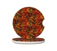 Confezione da 2 sottobicchieri in ceramica assorbenti per auto con foglie tropicali floreali rosse, accessori per portabicchieri per aut