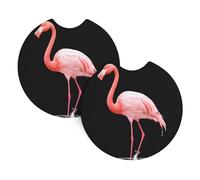 Confezione da 2 sottobicchieri per auto con fenicottero HJFCZH che tocca delicatamente l'acqua, accessori per auto, resistenti alle fuoriuscite, ad asciugatura rapida, adatti per auto, camion e barche