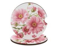 Confezione da 2 sottobicchieri per auto con fiori rosa, universali, antiscivolo, con base in sughero e intaglio per le dita, accessori per auto per donne e uomini