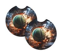 Confezione da 2 sottobicchieri per auto con stampa Lightning Fever, da 6,9 cm, con tacca per le dita, per donne e uomini
