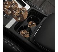 Confezione da 2 sottobicchieri per auto con tacca per le dita, cervo su sfondo marrone, sottobicchiere per auto da 6,9 cm, universali, con inserto automatico, assorbenti, antiscivolo, accessori per