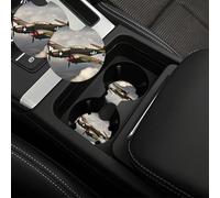 Confezione da 2 sottobicchieri per auto da 6,9 cm, con inserto universale per auto, con tacca per le dita, antiscivolo, sottobicchieri per bevande, aeroplani della guerra mondiale, tappetini per auto
