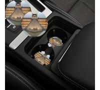 Confezione da 2 sottobicchieri per auto da 6,9 cm, con inserto universale per auto, con tacca per le dita, antiscivolo, per bevande Museo del Louvre a Parigi, simpatici tappetini per auto