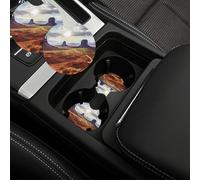 Confezione da 2 sottobicchieri per auto da 6,9 cm, con inserto universale per auto, con una tacca per le dita, antiscivolo, sottobicchiere per bevande, paesaggio della valle monumentale, tappetini per