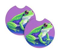 Confezione da 2 sottobicchieri per auto per portabicchieri a blocchi di colore a forma di rana, 6,9 cm, in neoprene, antiscivolo, universali, accessori per interni auto, per donne e uomini