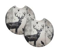 Confezione da 2 sottobicchieri per auto per portabicchieri a caccia di sagoma di cervo sottobicchiere per auto da 6,9 cm in neoprene antiscivolo tappetino universale per interni auto accessori per