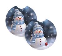 Confezione da 2 sottobicchieri per auto per portabicchieri natalizi felici pupazzo di neve per auto, 6,9 cm, in neoprene, antiscivolo, accessori universali per interni auto, per donne e uomini