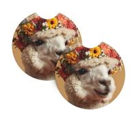 Confezione da 2 sottobicchieri per auto WHJDPP Alpaca con corona stampata, resistenti alle fuoriuscite, ad asciugatura rapida, adatti per auto, camion e barche