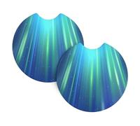 Confezione da 2 sottobicchieri per auto WHJDPP Blue Aurora Borealis, accessori per auto, resistenti alle fuoriuscite, ad asciugatura rapida, adatti per auto, camion e barche