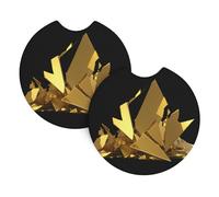 Confezione da 2 sottobicchieri per auto WHJSSF con frammenti di vetro dorato, accessori per auto, resistenti alle fuoriuscite, ad asciugatura rapida, adatti per auto, camion e barche