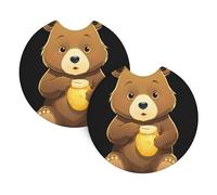 Confezione da 2 sottobicchieri per auto WHJSSF Little Bear Holding Honey Picture Accessori per auto resistenti alle fuoriuscite ad asciugatura rapida adatti per auto, camion e barche