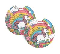 Confezione da 2 sottobicchieri per auto WHJSSF Pretty Rainbows and Unicorns, accessori per auto, resistenti alle fuoriuscite, ad asciugatura rapida, adatti per auto, camion e barche
