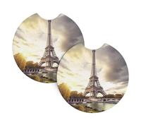 Confezione da 2 sottobicchieri per portabicchieri della Torre Eiffel per auto, 6,9 cm, in neoprene, antiscivolo, universali, accessori per interni auto, per donne e uomini