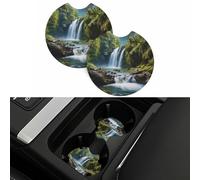 Confezione da 2 sottobicchieri per portabicchieri per auto con paesaggio a cascata, sottobicchiere rimovibile per portabicchieri per auto, accessori interni auto