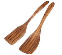 Confezione da 2 spatole in legno di acacia, manico lungo, cucchiai in legno fatti a mano per cucinare, set di utensili da cucina, utensili da cucina, utensili da cucina antiaderenti per uso in cucina