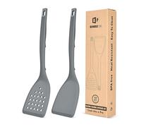 Confezione da 2 spatole in silicone Turner, spatola da cucina antiaderente con gancio posteriore, resistente al calore, utensili da cucina senza BPA, adatti per pesce, uova, bistecca, frittelle