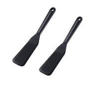Confezione da 2 spatole sottili in silicone, resistenti al calore, antiaderenti, per pancake, uova, hamburger e rotoli di uova (nero)
