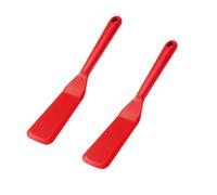 Confezione da 2 spatole sottili in silicone, resistenti al calore, antiaderenti, per pancake, uova, hamburger e rotoli di uova (rosso)