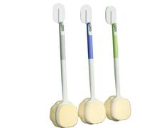 Confezione da 2 spazzole da bagno con manico lungo, in luffa esfoliante per la doccia, scrubber per la schiena con setole morbide e spugna, per uomini e donne anziani, per la cura di sé