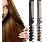 Confezione da 2 spazzole per capelli pieghevoli piccole nere/marrone chiaro, spazzola per testina massaggiante e pettine a denti fini, pettini tascabili per bambini e adulti, senza tirare i capelli