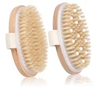 Confezione da 2 spazzole per il corpo asciutto con nodi massaggianti, spazzola esfoliante con setole naturali per spazzolatura a secco, migliora la salute della pelle, la circolazione, riduce l'acne e